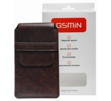 Чехол карман GSMIN с зажимом вертикальный на ремень универсальный 155x80 мм (5.5") (Коричневый)