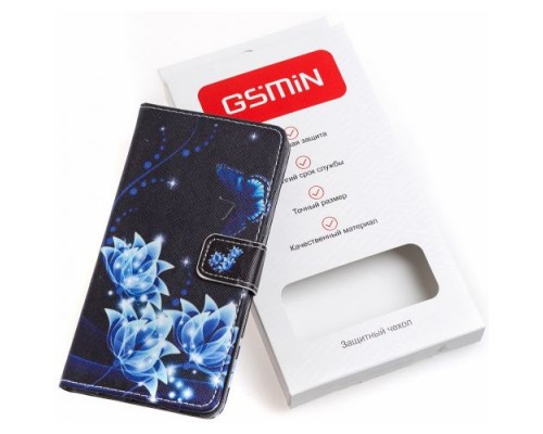 Чехол-книжка GSMIN Book Art для Samsung Galaxy S5 с застежкой (Лотосы)
