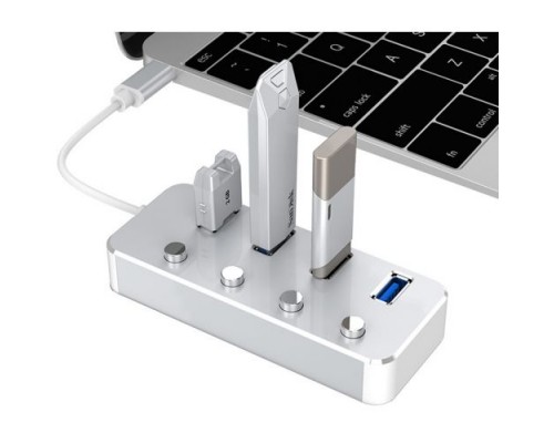 USB-концентратор HRS A21 (разветвитель Type-С HUB) на 4 порта USB 3.0 металлический (60 см) (Серебристый)
