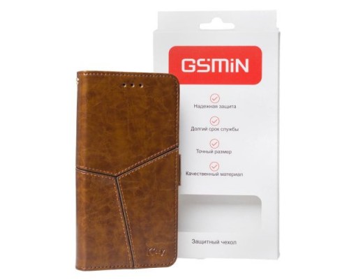 Кожаный чехол-книжка GSMIN Series Ktry для Asus Zenfone 4 Pro ZS551KL с магнитной застежкой (Коричневый)