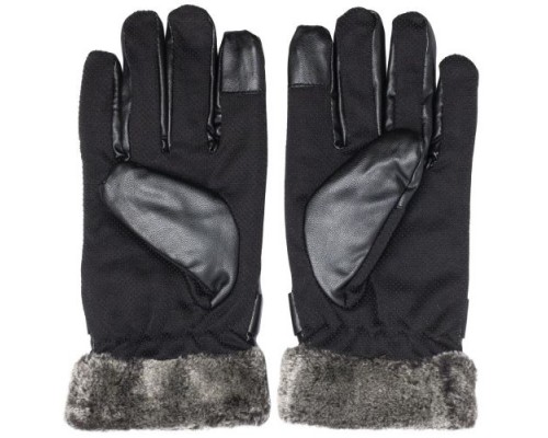 Кожаные мужские перчатки с мехом для сенсорных экранов Gsmin Leather Gloves 3 (Черный)