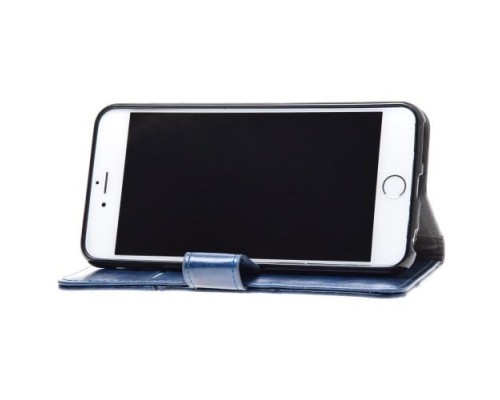 Кожаный чехол-книжка GSMIN Series Ktry для Apple iPhone X/XS с магнитной застежкой (Синий)