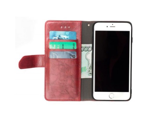 Кожаный чехол-книжка GSMIN Series Ktry для Xiaomi Redmi Note 9 с магнитной застежкой (Красный)