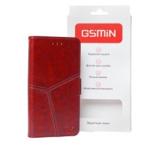 Кожаный чехол-книжка GSMIN Series Ktry для Xiaomi Redmi Note 9 с магнитной застежкой (Красный)