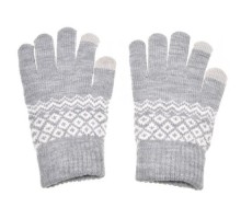 Перчатки Gsmin Touch Gloves для сенсорных (емкостных) экранов "Зимний мотив" (Серый)