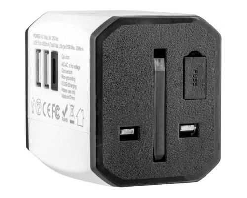 Переходник для розетки GSMIN Travel Adapter HHT525 с кейсом (Белый)