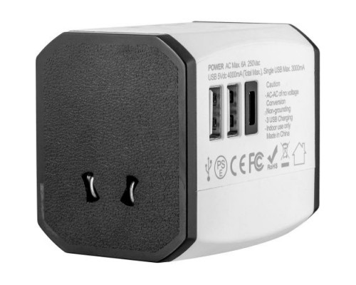 Переходник для розетки GSMIN Travel Adapter HHT525 с кейсом (Белый)