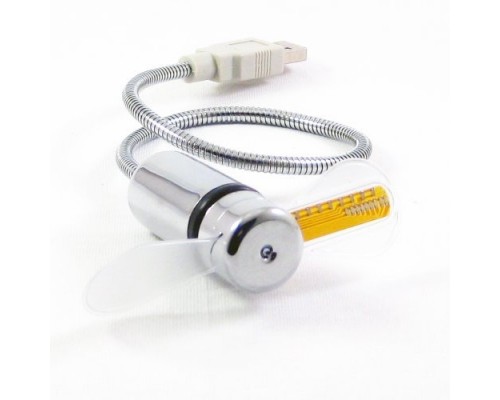 USB вентилятор HRS CF с подсветкой часами (Серебряный)