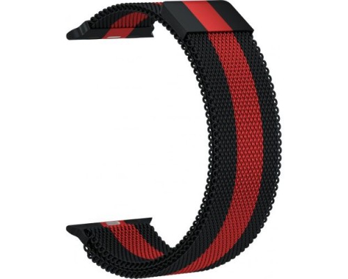 Ремешок металлический GSMIN Milanese Loop для Apple Watch 38/40mm (Черно-красный)