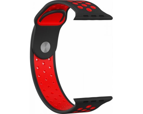 Ремешок силиконовый GSMIN Sport Edition для Apple Watch 38/40mm (Черно-красный)