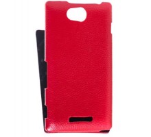 Кожаный чехол для Sony Xperia C / S39h / CN3 Melkco Premium Leather Case - Jacka Type (Red LC)