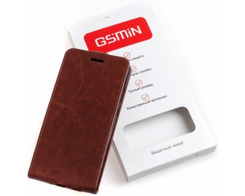 Кожаный чехол-флип GSMIN Series Classic для Cubot Note Plus с магнитной застежкой (Коричневый)