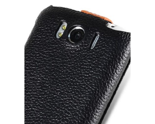 Кожаный чехол для HTC Sensation XL / X315e / G21 Melkco Premium Leather Case - Special Edition Jacka Type (Black/Orange LC)