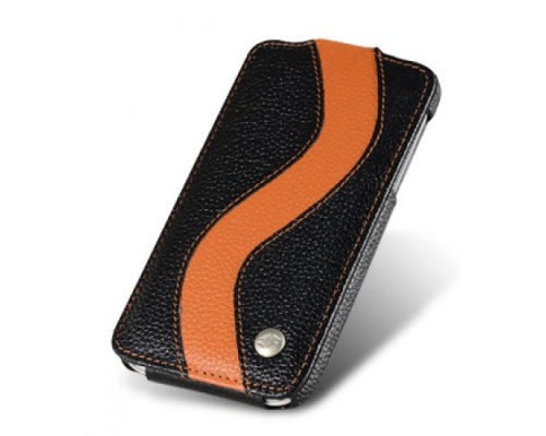 Кожаный чехол для HTC Sensation XL / X315e / G21 Melkco Premium Leather Case - Special Edition Jacka Type (Black/Orange LC)