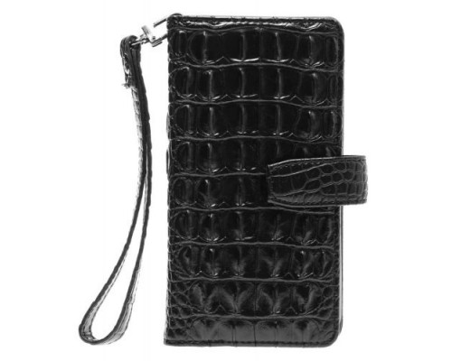 Кожаный чехол клатч для Samsung Galaxy S9 GSMIN Crocodile Texture LC (Черный)
