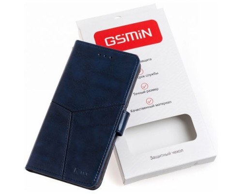 Кожаный чехол-книжка GSMIN Series Ktry для Apple iPhone 7/8 с магнитной застежкой (Синий)