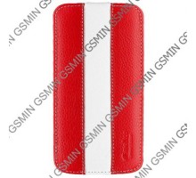 Кожаный чехол для Samsung Galaxy S4 (i9500) Melkco Premium Leather Case - Limited Edition Jacka Type (Red/White LC)