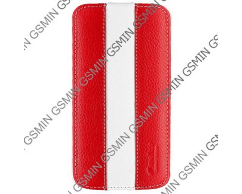 Кожаный чехол для Samsung Galaxy S4 (i9500) Melkco Premium Leather Case - Limited Edition Jacka Type (Red/White LC)