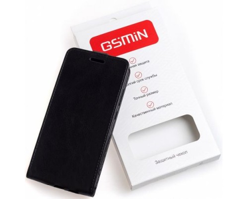 Кожаный чехол-флип GSMIN Series Classic для ZTE Tempo X с магнитной застежкой (Черный)