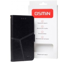 Кожаный чехол-книжка GSMIN Series Ktry для Huawei Y6 (2018) с магнитной застежкой (Черный)