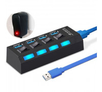USB-концентратор (Хаб) HRS AR-21 на 4 порта с сетевым адаптером (50 см) (USB 3.0 - AM/MicroBM) (Черный)