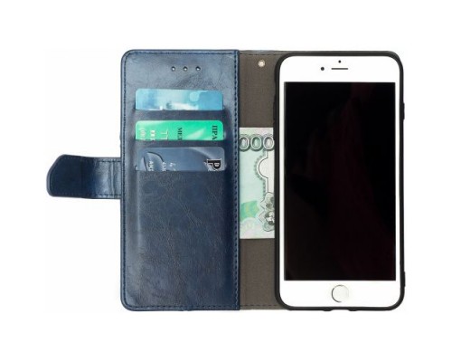 Кожаный чехол-книжка GSMIN Series Ktry для Apple iPhone 6/6S с магнитной застежкой (Синий)