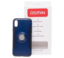 Чехол-накладка с кольцом-держателем GSMIN для Apple iPhone X/XS (Синий)