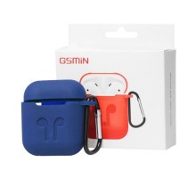 Силиконовый чехол-кейс 3 в 1 GSMIN для Apple AirPods (Синий)