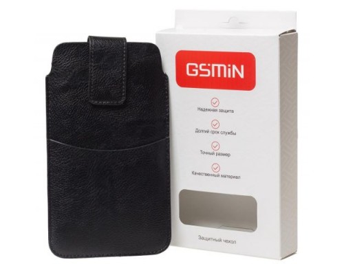 Чехол карман GSMIN вертикальный на ремень универсальный 145x75 мм (4.7) (Черный)