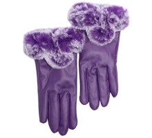 Кожаные женские перчатки с мехом Gsmin Leather Gloves (Фиолетовый)