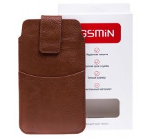 Чехол карман GSMIN вертикальный на ремень универсальный 145x75 мм (4.7") (Коричневый)