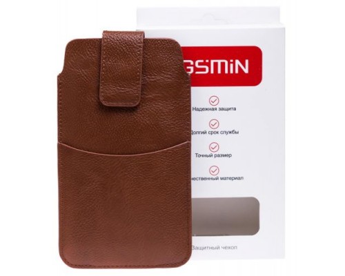 Чехол карман GSMIN вертикальный на ремень универсальный 145x75 мм (4.7) (Коричневый)