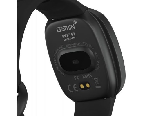 Часы GSMIN WP41 (2020) с измерением давления и пульса (Темно-серый, силиконовый ремешок)