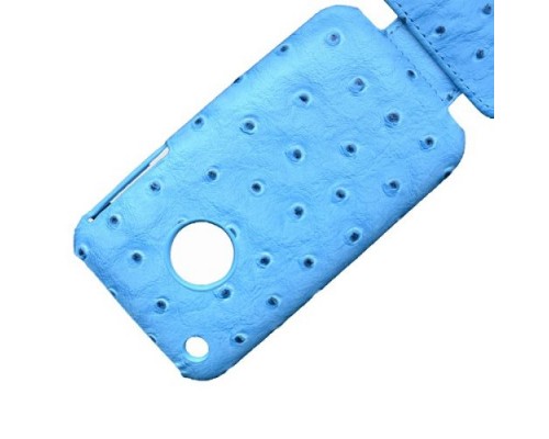 Кожаный чехол для Apple iPhone 3G/3Gs Melkco Leather Case - Jacka Type (Ostrich Print Pattern - Blue)