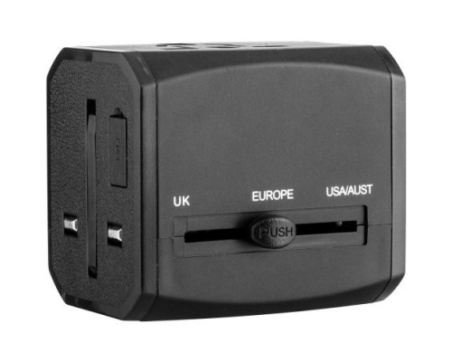 Переходник для розетки GSMIN Travel Adapter HHT525 с кейсом (Черный)