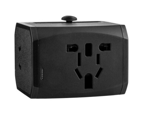 Переходник для розетки GSMIN Travel Adapter HHT525 с кейсом (Черный)