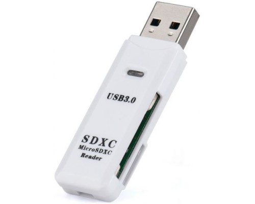 Картридер GSMIN AZ1 для флеш-накопителей (USB 3.0, SD / Micro SD) (Белый)