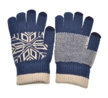 Перчатки Gsmin Touch Gloves для сенсорных (емкостных) экранов "Снежинка" (Синий)
