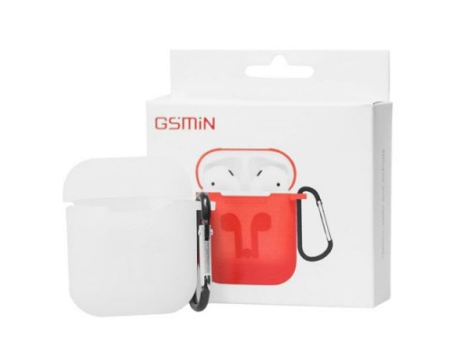 Силиконовый чехол-кейс 3 в 1 GSMIN для Apple AirPods (Белый)