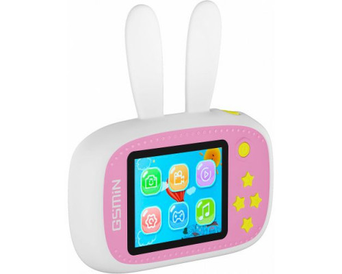 Детская цифровая камера GSMIN Fun Camera Rabbit со встроенной памятью и играми (Бело-розовый)