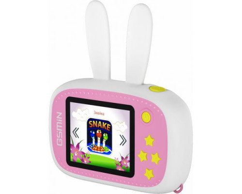 Детская цифровая камера GSMIN Fun Camera Rabbit со встроенной памятью и играми (Бело-розовый)