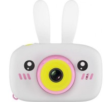 Детская цифровая камера GSMIN Fun Camera Rabbit со встроенной памятью и играми (Бело-розовый)