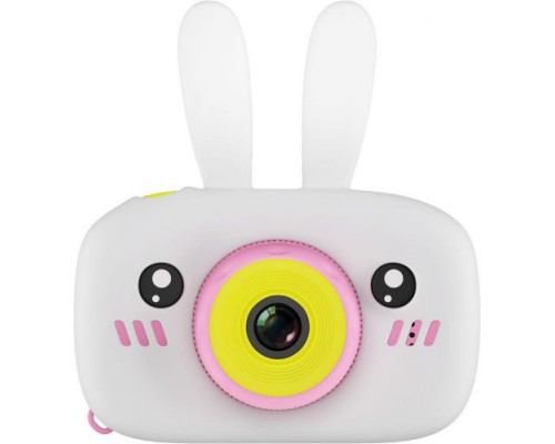 Детская цифровая камера GSMIN Fun Camera Rabbit со встроенной памятью и играми (Бело-розовый)