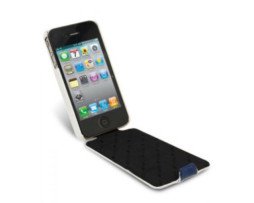 Кожаный чехол для Apple iPhone 4/4S Melkco Leather Case - Jacka Type Limited Edition (White/Blue LC)