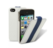 Кожаный чехол для Apple iPhone 4/4S Melkco Leather Case - Jacka Type Limited Edition (White/Blue LC)
