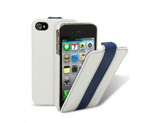 Кожаный чехол для Apple iPhone 4/4S Melkco Leather Case - Jacka Type Limited Edition (White/Blue LC)