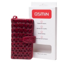 Кожаный чехол клатч для Samsung Galaxy A8 (2018) GSMIN Crocodile Texture LC (Красный)
