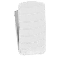 Кожаный чехол для Samsung Galaxy S4 (i9500) Melkco Premium Leather Case - Jacka Type (Crocodile Print Pattern - White)