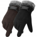 Кожаные мужские перчатки с мехом Gsmin Leather Gloves 4  для сенсорных экранов (Коричневый)