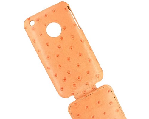Кожаный чехол для Apple iPhone 3G/3Gs Melkco Leather Case - Jacka Type (Ostrich Print Pattern - Orange)